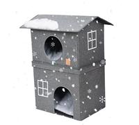Cat House for Cold Temperatures - With Door and Insulation, Cosy Retreat, Outdoor House for Cats, Perfect for Garden and Balcony, Weatherproof Cat House with Entrance, Ideal
