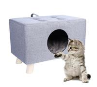 Cat House for Indoor Cats,Cat Nest,Cat Cube Nest for All Seasons,Wood Pet House Cat Cave with Mat,Pet House Foot Rest Stool with Cushion,Cube House for Cats and Small Dogs 1 Set