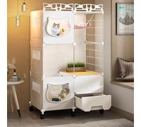 Cat House for Indoor Cats with Litter Box, Pet Cage, Dog Cage Transparent Sturdy Pet House Extra Large Free Space Luxury Cat Villa Cage ()