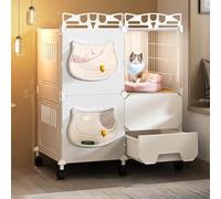Cat House for Indoor Cats with Litter Box, Pet Cage, Dog Cage Transparent Sturdy Pet House Extra Large Free Space Luxury Cat Villa Cage ()