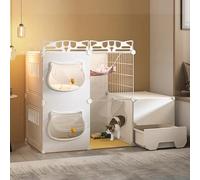 Cat House for Indoor Cats with Litter Box, Pet Cage, Dog Cage Transparent Sturdy Pet House Extra Large Free Space Luxury Cat Villa Cage ()