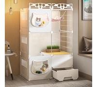 Cat House for Indoor Cats with Litter Box, Pet Cage, Dog Cage Transparent Sturdy Pet House Extra Large Free Space Luxury Cat Villa Cage ()