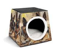 Cat House for Indoor Outdoor Cats Dogs Personalized Cat Cave Cute Lesure German Shepherd Dog Printed Cat Beds Suitable for Small Sized Pets
