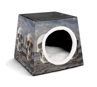 Cat House for Indoor Outdoor Cats Dogs Personalized Cat Cave Cute Lesure Two Different Skulls Printed Cat Beds Suitable for Small Sized Pets