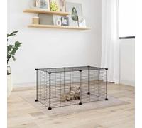 Cat House for Rabbits, 8-Piece Pet Cage, Black, 35 x 35 cm, Steel, Rabbit House for Cats, Hamsters, Kittens