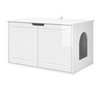 Cat House Gloss White 85 x 55 x 50.5 cm Engineered Wood | Modern Design for Living Room, Spacious Interior, Easy Assembly, Indoor Use