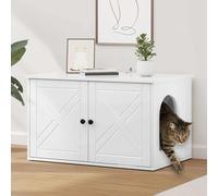 Cat House Gloss White 85 x 55 x 50.5 cm, Engineered Wood Modern Pet Shelter, Durable Indoor Feline Furniture for Autumn & Winter