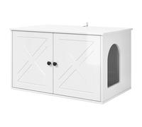 Cat House Gloss White 85 x 55 x 50 cm Engineered Wood | Rectangular Design, Easy Assembly, Indoor Use, Autumn Winter Cozy, Wipe Clean