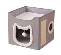 Cat House Indoor 2-Layer 2-Tier Ball Scratch Pad | Foldable Pet Shelter House for Indoor Cats Dogs Home Pets Hideaway Folding House Condo Cave Beds Balls Scratch Pads 2 Layers