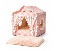 Cat House Indoor Bed Cave Nest Semi Enclosed Shelter Removable Cushion With PVC Support For Year Round Use cozy warmth simple upkeep suitable for kittens adult dorm room, L