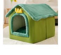 Cat House Indoor & Dog House Indoor - Cozy Enclosed Pet Nest with Blanket, Cat Condo & Dog Bed with Roof, Soft Plush, Large Space, (Green dinosaur, M:44 * 35 * 38cm(Pet weight<6KG))