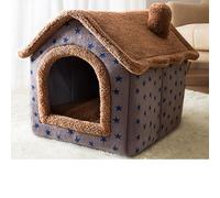 Cat House Indoor & Dog House Indoor - Cozy Enclosed Pet Nest with Blanket, Cat Condo & Dog Bed with Roof, Soft Plush, Large Space, (Our Cafe, M:44 * 35 * 38cm(Pet weight<6KG))