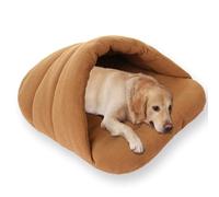 Cat House Indoor Medium Dog Bed Washable,Pet Cave with Soft Cushion Luxury Removable Calming Dog House,Anti Anxiety Warm Pet Bed Non-Slip Sofa Kennel (M-58 * 48 * 22cm,Khaki)