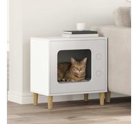 Cat House Modern Indoor White Engineered Wood 51x30x52 cm Cozy Hideaway Stylish