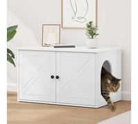 Cat House Modern White Engineered Wood 85x55x50.5cm Indoor Cozy Retreat For Cats