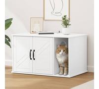 Cat House Modern White Engineered Wood 85x55x50 cm Indoor Cozy Rectangular Plus