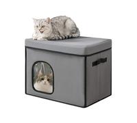 Cat House Outdoor Cooling - Folding Cat House | Cave Bed with Scratches Board | Folding Dog Ice House | Pet Door for Elderly to Sleep Between