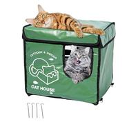 Cat House Outdoor, Insulated and Waterproof, Outside Weatherproof Feral Cat Shelter for Winter, Oxford Cloth Upgraded (Green, s)