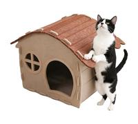 Cat House Outdoor - Pet Sleeping Shelter, Cat Resting House, Pet Breathable Semi Close Home, Soft and Warm Shelter, Animals Accessory for Yard, Barn Porch Balcony Garden