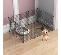 Cat House Puppy Dog Playpen Cat Cages Indoor Pet Playpen with Door Guinea Pig Cages DIY Encrypted Wire Mesh Cages for Cat and Small Animals(Color:Schwarz,Size:111x75x47cm)