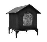 Cat House - Raised Base Waterproof Design, Foldable Weatherproof Shelter | Cat Cave Bed, Thickened Off-Ground Protection | Pet Nest for Garden Patio Backyard Indoor Winter Summer Bunny Kitten Animal