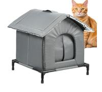 Cat House, Raised Outdoor Cat Shelter - Enclosed Pet Shelter with Folding Structure, Garden Garage Residential Area Park Terrace