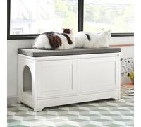 Cat House Shoe Bench Shoe Cabinet With 3 Built-In Cat Bowls,sobuy Fsr136-W,white