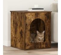 Cat House Smoked Oak, 53x52x62 cm Engineered Wood, Modern Indoor Pet Furniture, Durable Cat Tower with Cozy Retreat