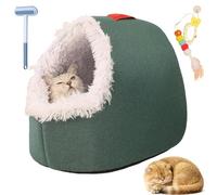 Cat House, Soft Cozy Portable Cat Cave Bed, Winter-Proof Beds For Indoor Cats, Multipurpose Nest Mat, Breathable Warmth, Washable Pet Hideout (Green,M)