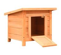 Cat House, Solid Pine & Fir Wood Outdoor Shelter, 50x46x43.5 cm, Weather-Resistant Fabric Roof, Durable Cozy Pet Furniture for Relaxing, Brown/Green