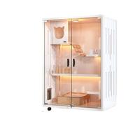 Cat House Solid Wood Cat Cage Double-Layer Indoor Cattery Pet Nest Multi-Functional Cat Cabinet