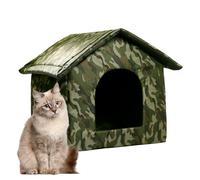 Cat House - Study Dog Kennel, Foldable Weatherproof Outdoor Home for Winter with Pet Cushion, Safe Wild Outdoor Home, Suitable for Multiple Cats or Small Dogs
