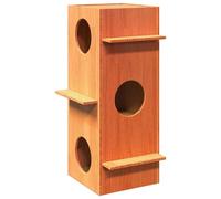 vidaxl - Wooden Cat House/Hideaway with Solid Pinewood Frame/Wax Brown Finish/43x43x90 cm/Indoor Cat Furniture for Playing & Relaxing