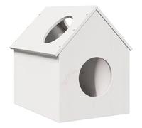 Cat House White, 41x50x50 cm Solid Pine Wood, Indoor Cat Furniture with Climbing Treads, Durable Pet Hideaway & Perch