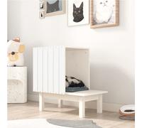 Cat House White Solid Pine Wood 60x36x60 cm Rustic Indoor Cozy Cat Retreat nest
