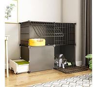 Cat House With Drawer Litter Box 2/3/4-Tier Cat Cage Indoor DIY Cat Playpen DIY Design Detachable Metal Wire Enclosure Large Exercise Place Ideal For 1-2 Cat (Color : White-A, Size : 95 * 37 * 73CM)