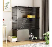 Cat House With Drawer Litter Box 2/3/4-Tier Cat Cage Indoor DIY Cat Playpen DIY Design Detachable Metal Wire Enclosure Large Exercise Place Ideal For 1-2 Cat (Color : White-A, Size : 95 * 37 * 73CM)