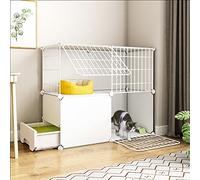 Cat House With Drawer Litter Box 2/3/4-Tier Cat Cage Indoor DIY Cat Playpen DIY Design Detachable Metal Wire Enclosure Large Exercise Place Ideal For 1-2 Cat (Color : White-A, Size : 95 * 37 * 73CM)