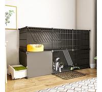 Cat House With Drawer Litter Box 2/3/4-Tier Cat Cage Indoor DIY Cat Playpen DIY Design Detachable Metal Wire Enclosure Large Exercise Place Ideal For 1-2 Cat (Color : White-A, Size : 95 * 37 * 73CM)