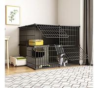 Cat House With Drawer Litter Box 2/3/4-Tier Cat Cage Indoor DIY Cat Playpen DIY Design Detachable Metal Wire Enclosure Large Exercise Place Ideal For 1-2 Cat (Color : White-A, Size : 95 * 37 * 73CM)