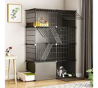 Cat House With Drawer Litter Box 2/3/4-Tier Cat Cage Indoor DIY Cat Playpen DIY Design Detachable Metal Wire Enclosure Large Exercise Place Ideal For 1-2 Cat (Color : White-A, Size : 95 * 37 * 73CM)
