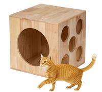Cat House Wood Cat Climbing Tower Play Cats Tree Hideaway Cave Decorative Small Animal House Configurable for Indoor Style A 5-hole