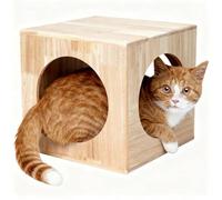 Cat House Wooden, Cat Box Hideaway Cats Climbing Tower with Interactive Hole Play for Indoor Rabbits Puppys Small Animals Style C