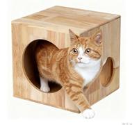 Cat House Wooden, Cat Box Hideaway Cats Climbing Tower with Interactive Hole Play for Indoor Rabbits Puppys Small Animals Style B 2-hole