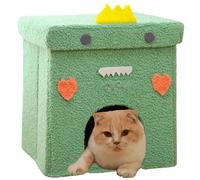 Cat Houses for Indoor Cats,Cat Cave Beds Pet Hideaway,2 Story Cube Condos Cat Sleeping Space,Collapsible Covered Burrowing Cozy Kitten Nest,Sturdy Structure Cat Play Tower (Green)