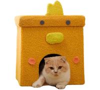 Cat Houses for Indoor Cats,Cat Cave Beds Pet Hideaway,2 Story Cube Condos Cat Sleeping Space,Collapsible Covered Burrowing Cozy Kitten Nest,Sturdy Structure Cat Play Tower (Orange)