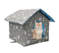 Cat Houses for Outdoor Cats Insulated Waterproof Warm Weatherproof Outdoor Houses for Feral Cats Dogs Stray Cat House with Individual Cushions(Grey,M:40x38x35cm)