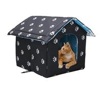 Cat Houses for Outdoor Cats Insulated Waterproof Warm Weatherproof Outdoor Houses for Feral Cats Dogs Stray Cat House with Individual Cushions(Black,S:35x33x30cm)