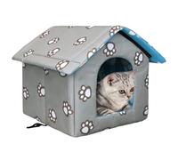 Cat Houses for Outdoor Cats Insulated Waterproof Warm Weatherproof Outdoor Houses for Feral Cats Dogs Stray Cat House with Individual Cushions(Grayish Green,S:35x33x30cm)
