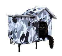Cat Houses for Outdoors | Warm Windproof Enclosed,Over-Ground Outdoor Kitten Pet House | for Patio Balcony Backyard Park Residential Area Garage Barn Street Corner